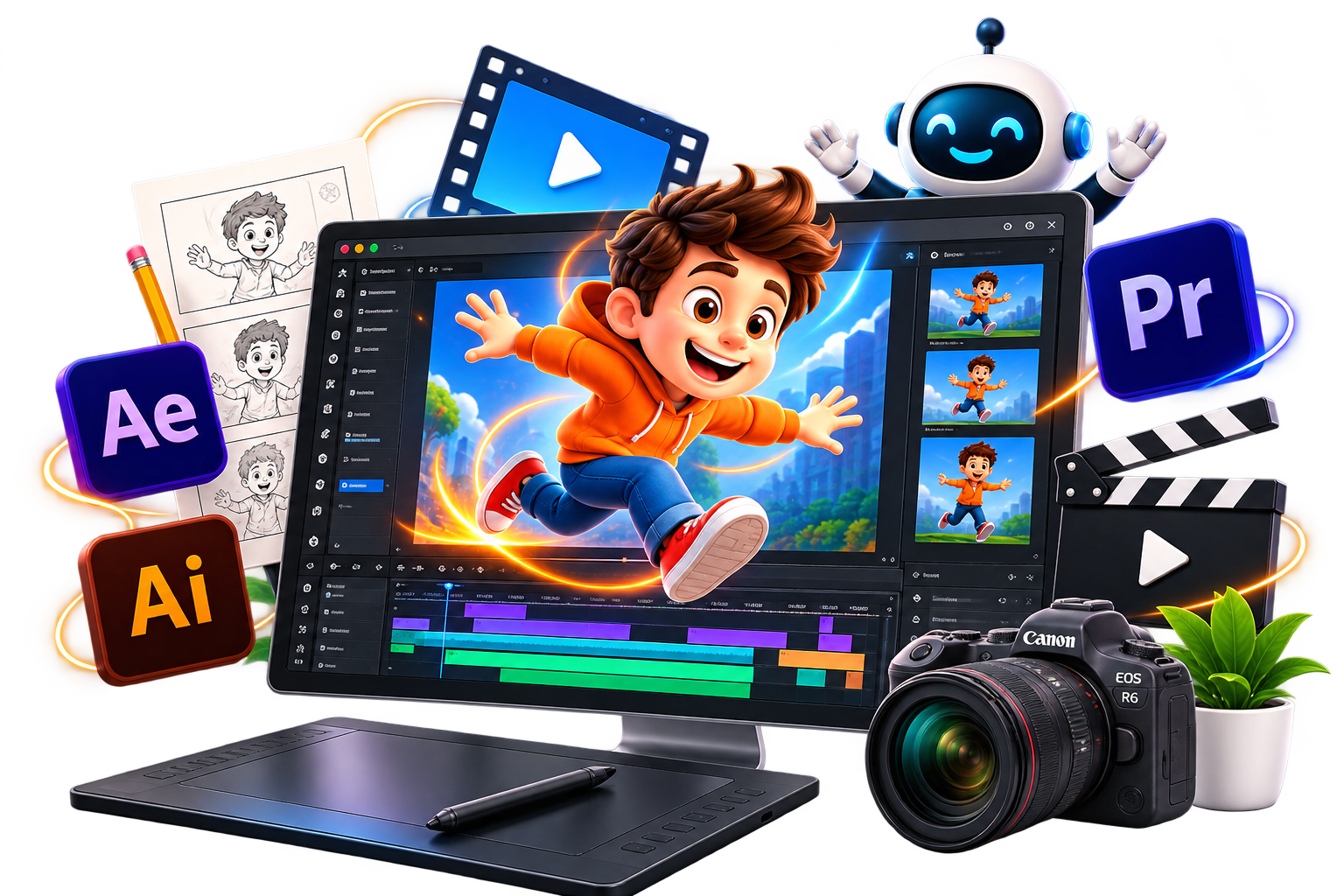 2D and 3D animation service illustration